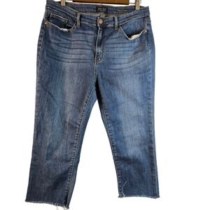 Judy Blue Skinny Fit Capri Jeans Medium Wash Raw Hem Size 15/32 JB82247DK